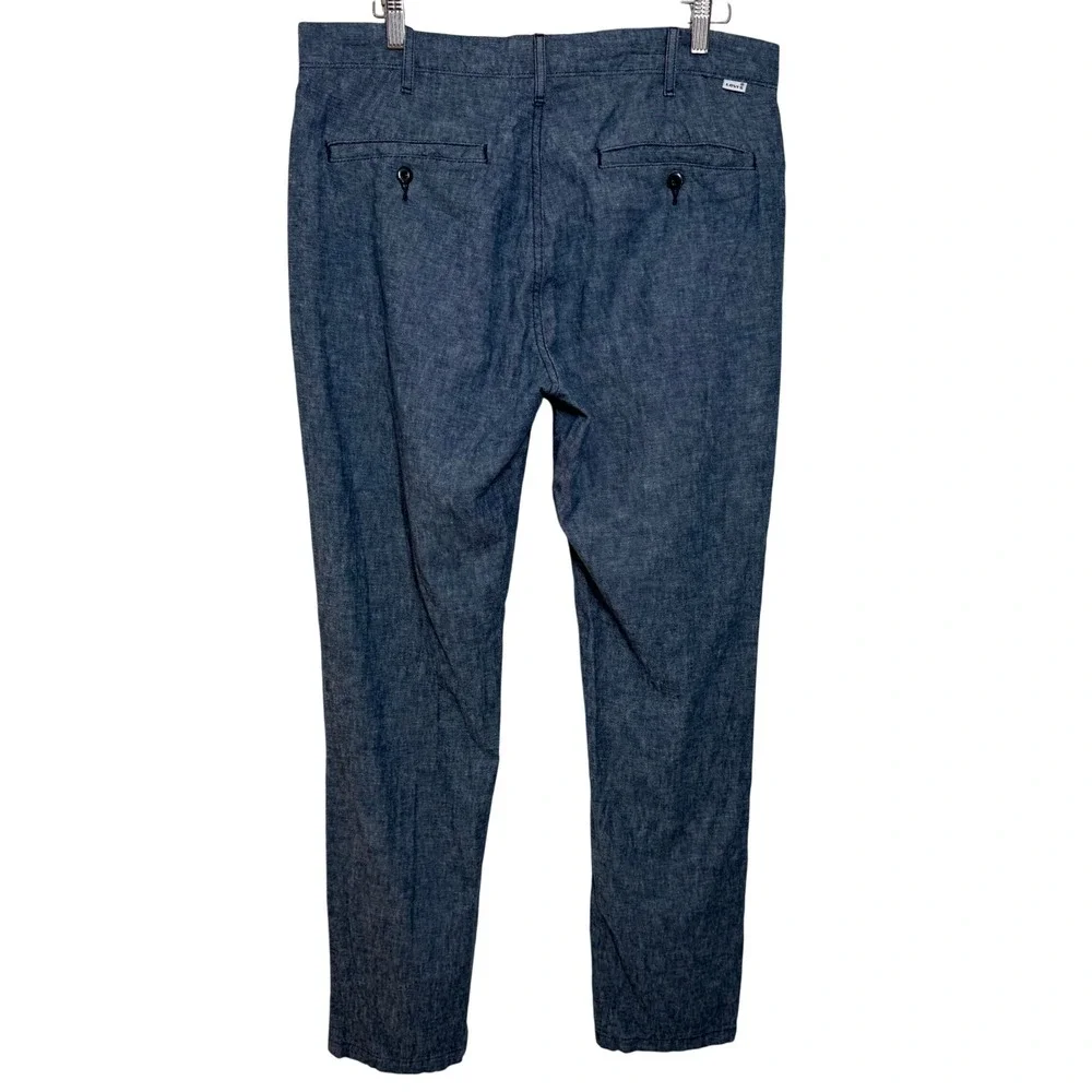 Levi Strauss Mens Blue Linen Cotton Blend Chambray Chino Trousers Pants 34x31